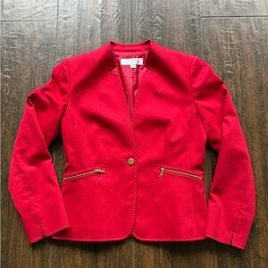 Elegant Tahari Red Women's Blazer with Gold Accents ~ Size 4P
